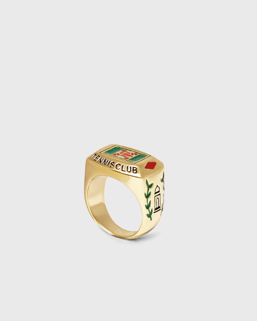 Sormus Casablanca Gold Tone Tennis Club Enamel Signet Ring Metallinen | APF25-JW-087-01