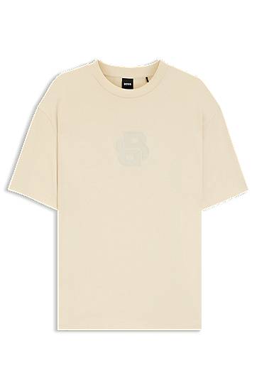 T-paita BOSS Peached-cotton T-shirt with Double B monogram Beige | 50549112