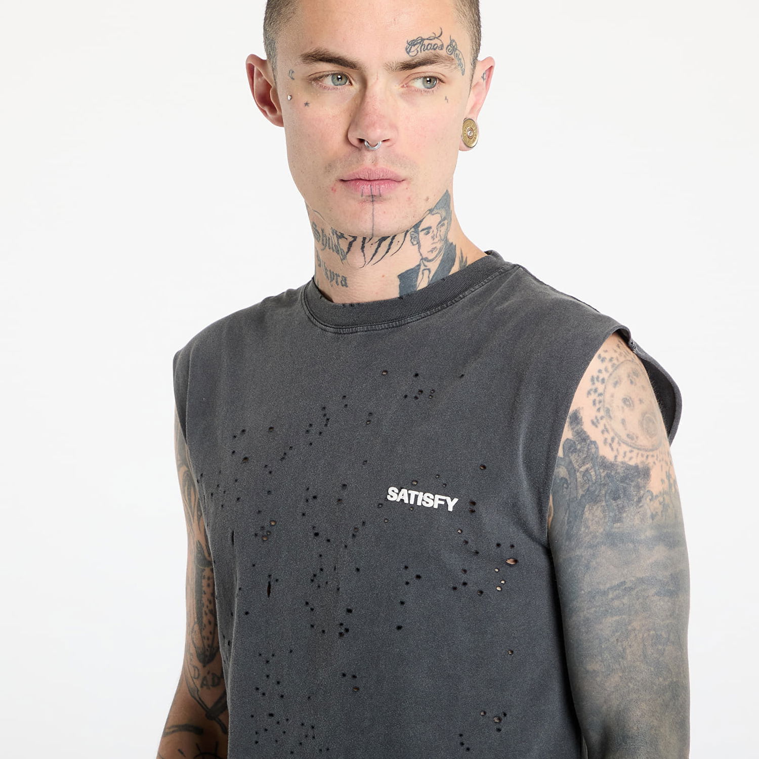 Tankkitoppi Satisfy Satisfy MothTech Distressed Muscle Tee Harmaa | 11005-AB-SAB, 1