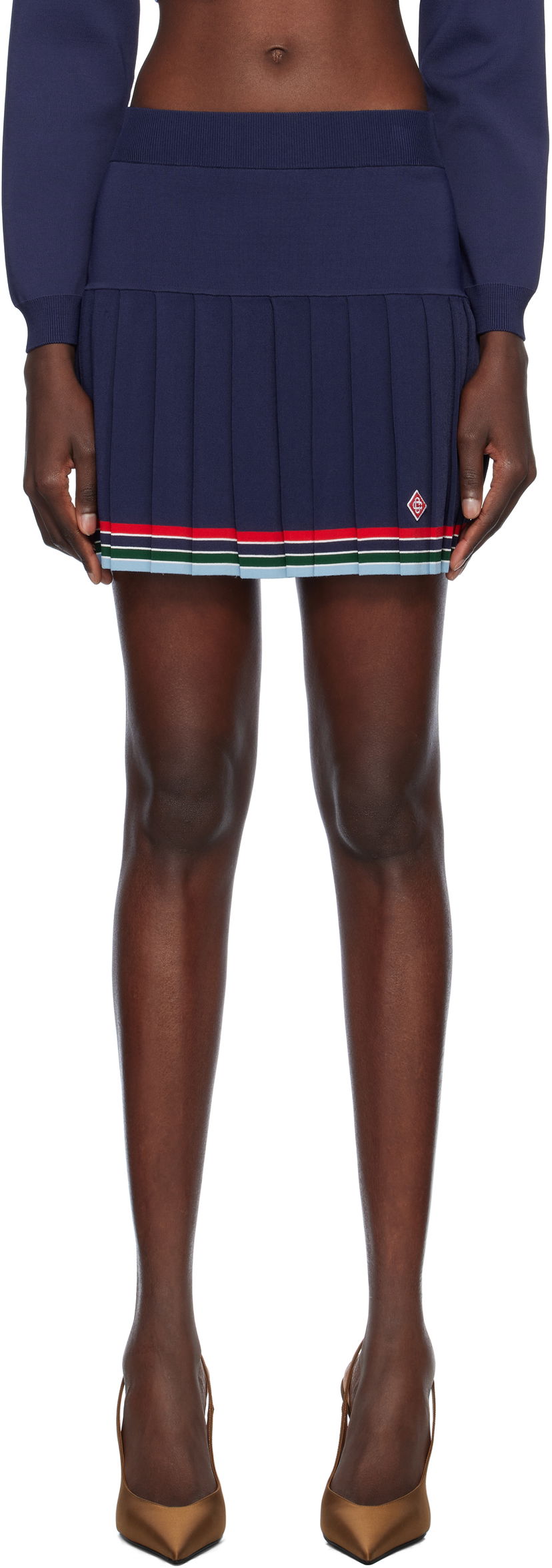 Hame Casablanca Casablanca Baseball Pleated Miniskirt Tummansininen | WS25-KW-983-01