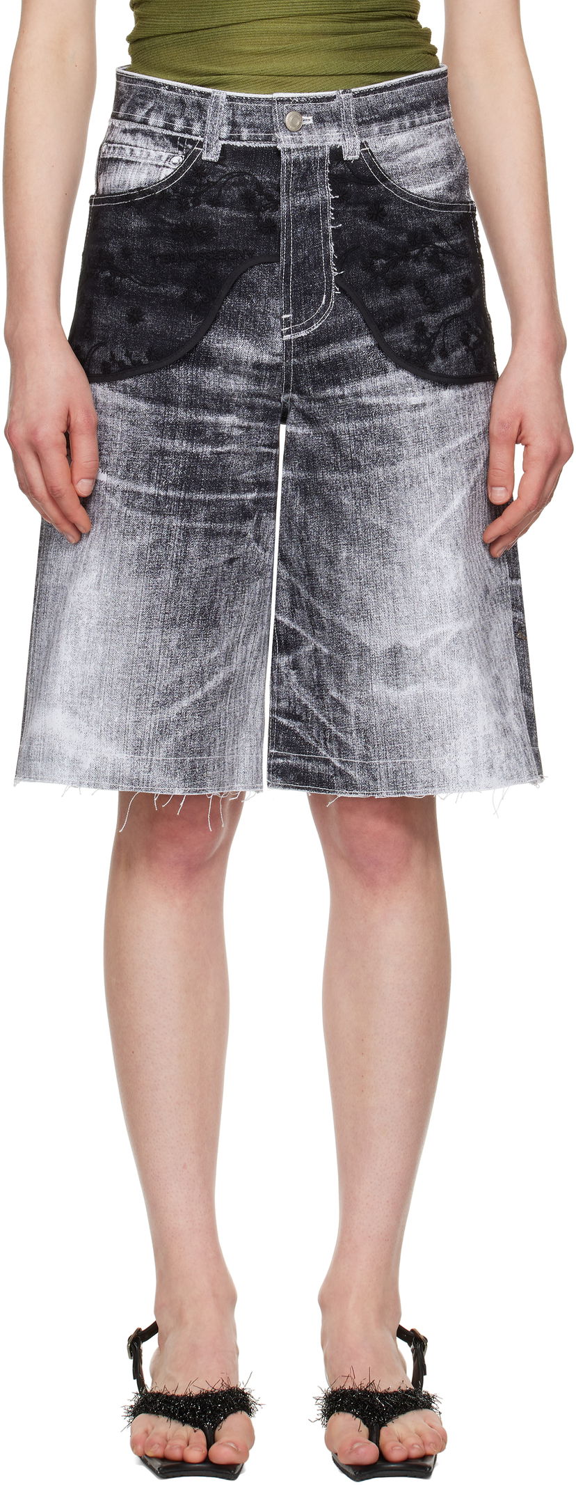 Shortsit Andersson Bell Andersson Bell Lace Paneled Denim Shorts Harmaa | apa794w