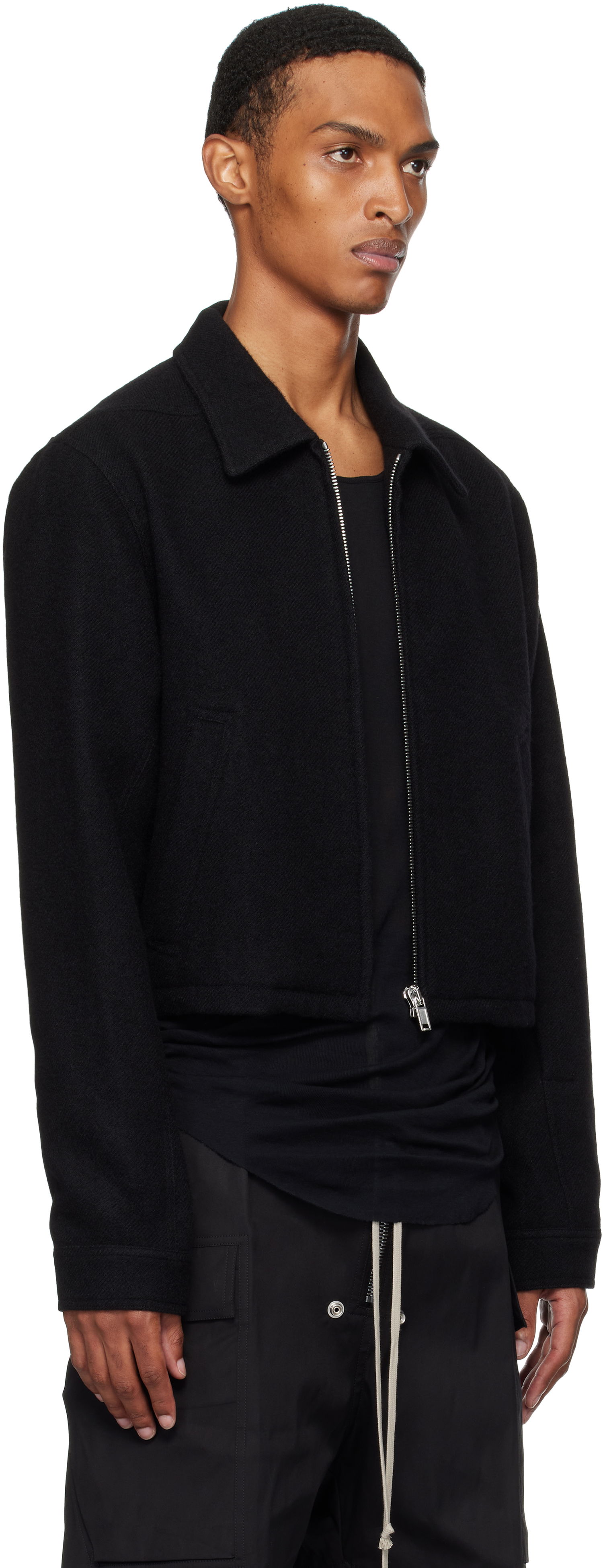 Takki Rick Owens Rick Owens Concordians Alice Brad Cropped Jacket Musta | RU02E1720 WBD, 1
