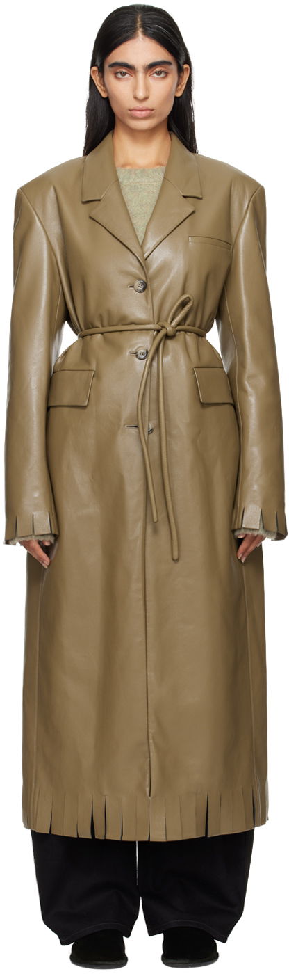Takit Nanushka Taupe Nikoline Vegan Leather Coat Beige | NW24PFSG26865