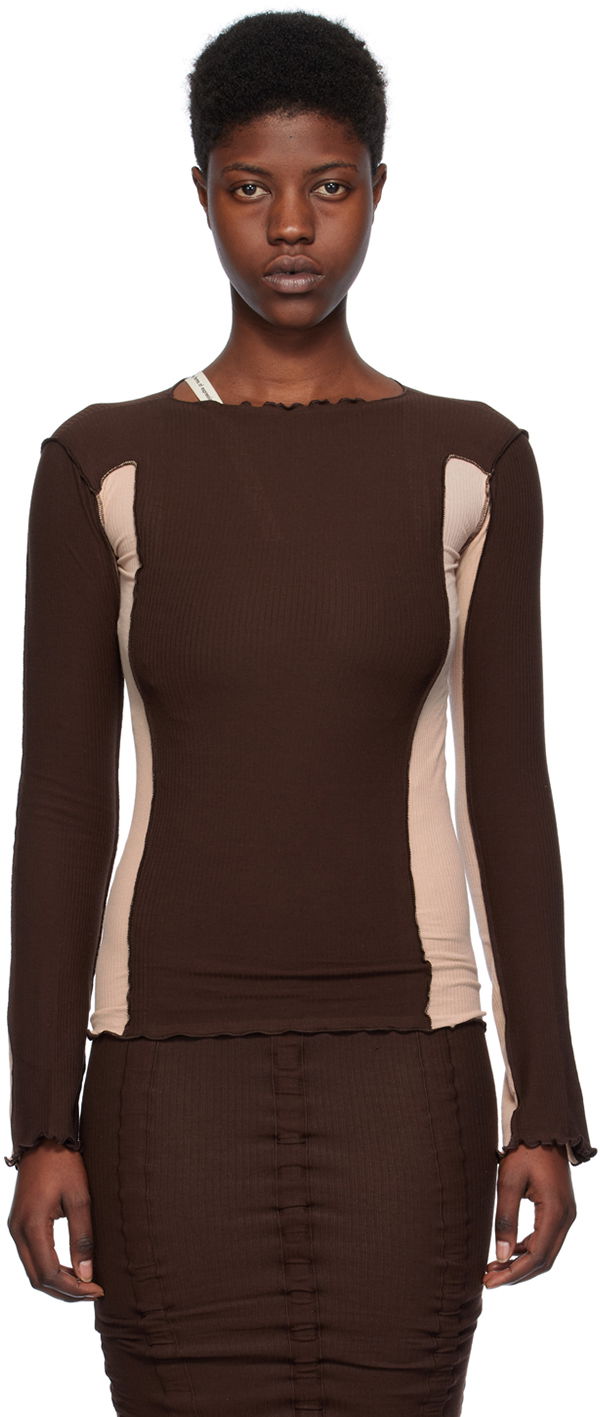 T-paita Baserange Exclusive Omato Long Sleeve T-Shirt Ruskea | TTML-RB-EXSP24