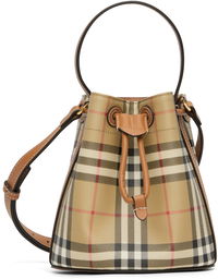 Burberry Vintage Check & Leather Drawstring Bucket Bag
