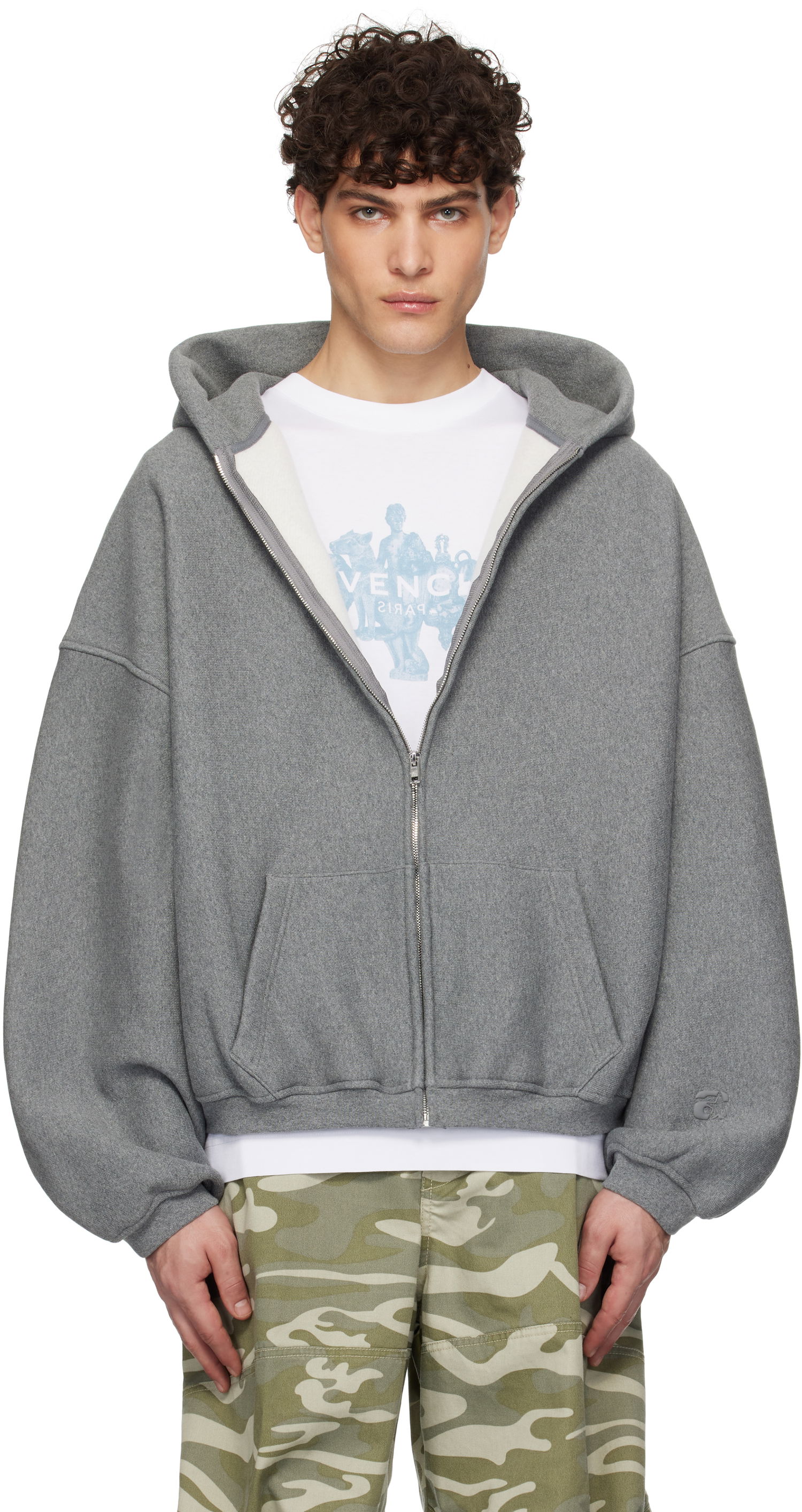 Huppari Alexander Wang Dense Fleece Star Zip-Up Hoodie Harmaa | 6CC2242051, 0