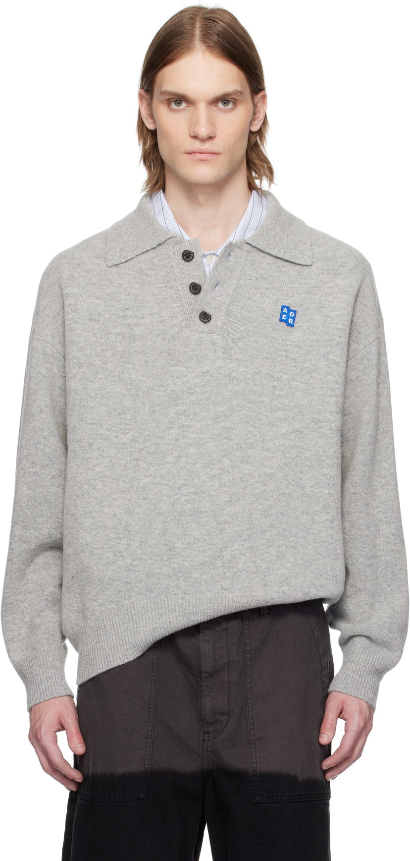 Villapaita ADER ERROR ADER error Knit TRS Tag Polo Harmaa | BO42FYKT0102GR
