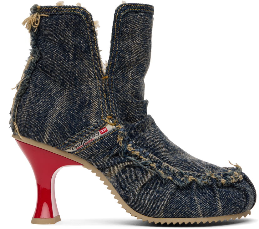Tennarit ja kengät Diesel D-Woodstock Ab Distressed Denim Flared Heel Ankle Boots Monivärinen | Y03696 P1848
