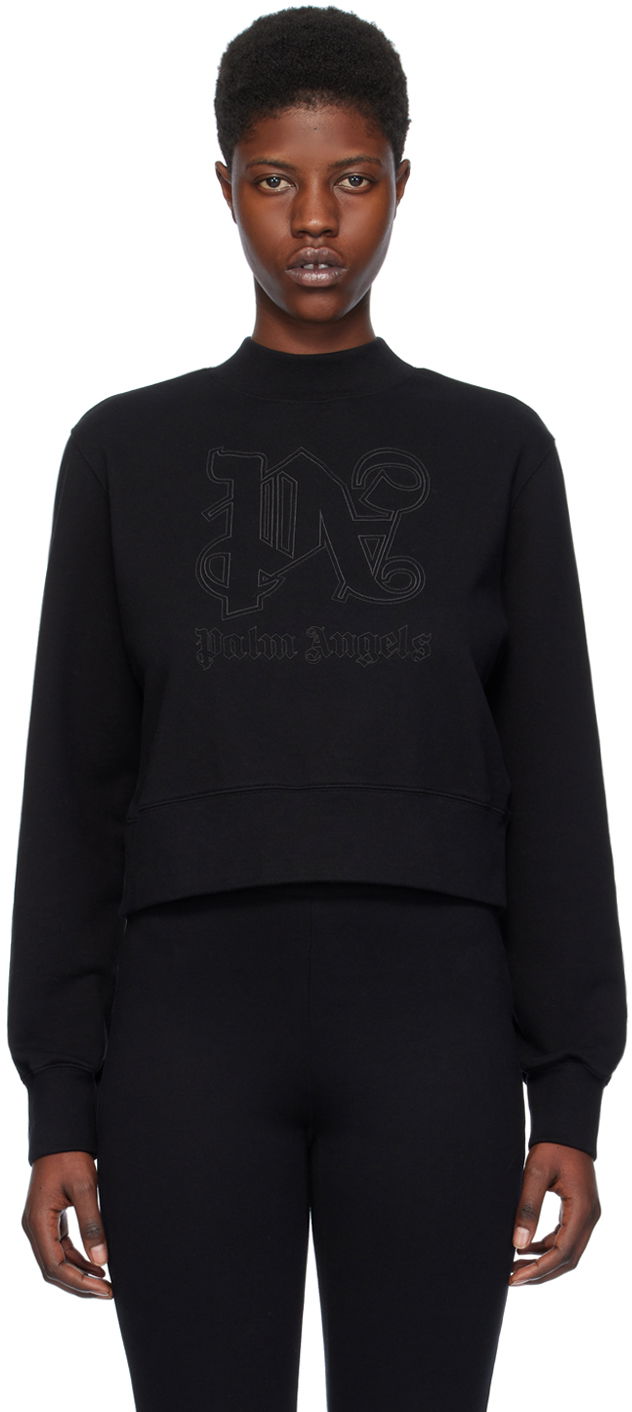 Huppari Palm Angels Monogram Statement Sweatshirt Musta | PWBA016R24FLE0011010