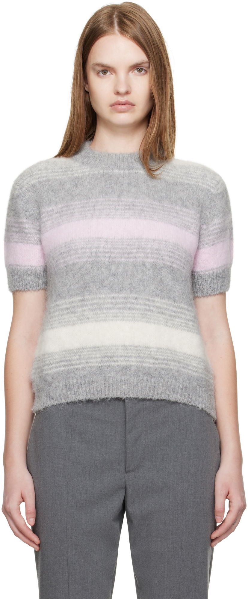 Villapaita KENZO Kenzo Paris 'KENZO Speed Stripe' Short Sleeve Sweater Harmaa | FF62TO6053CG