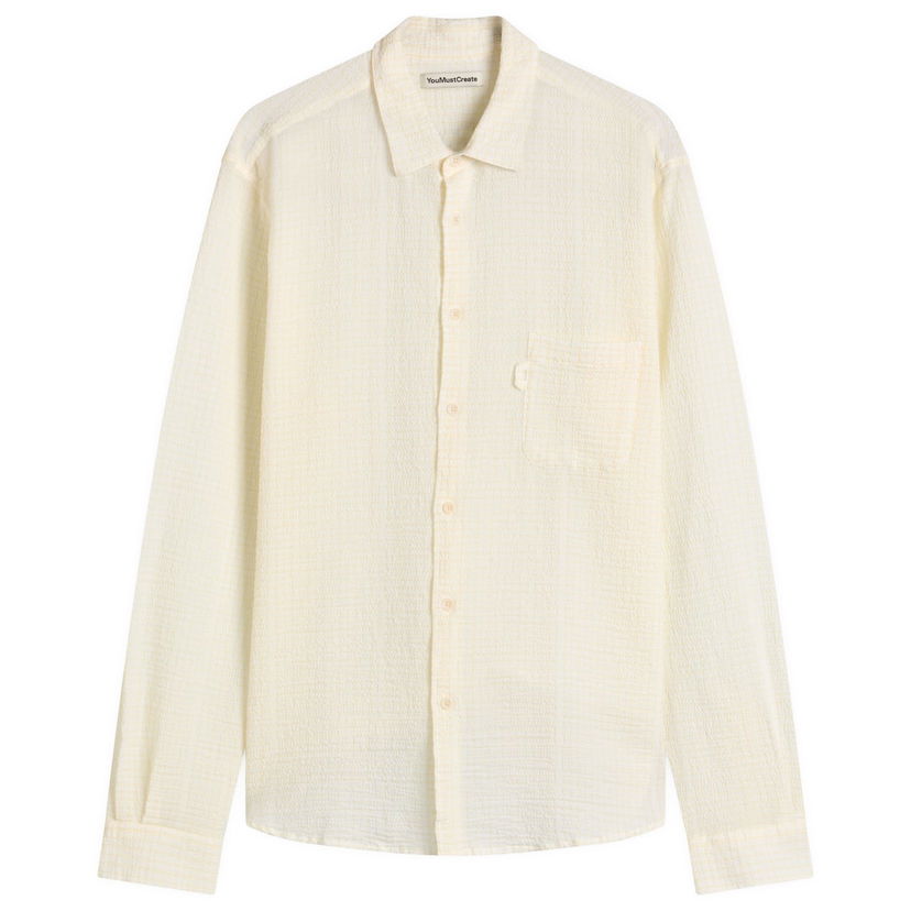 Paita YMC Curtis Seersucker Stripe Shirt, Size Large Keltainen | P2YMI-10