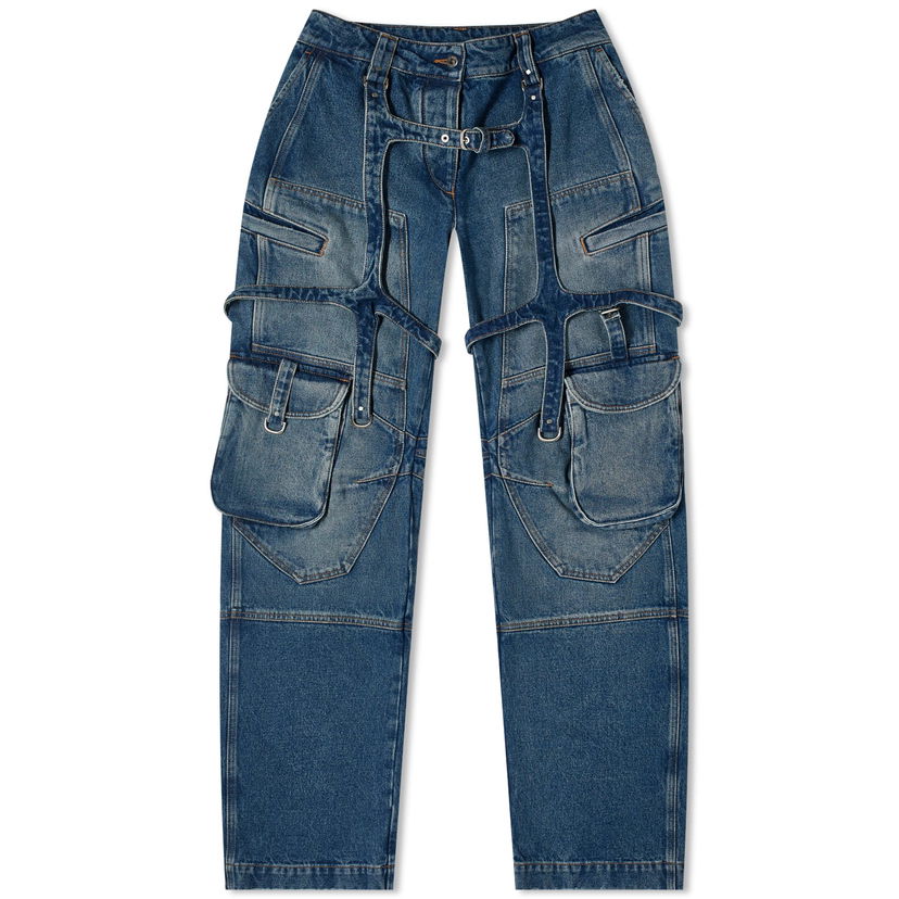 Housut Off-White Cargo Oversized Denim Pants Sininen | OWYB018C99DEN0014500