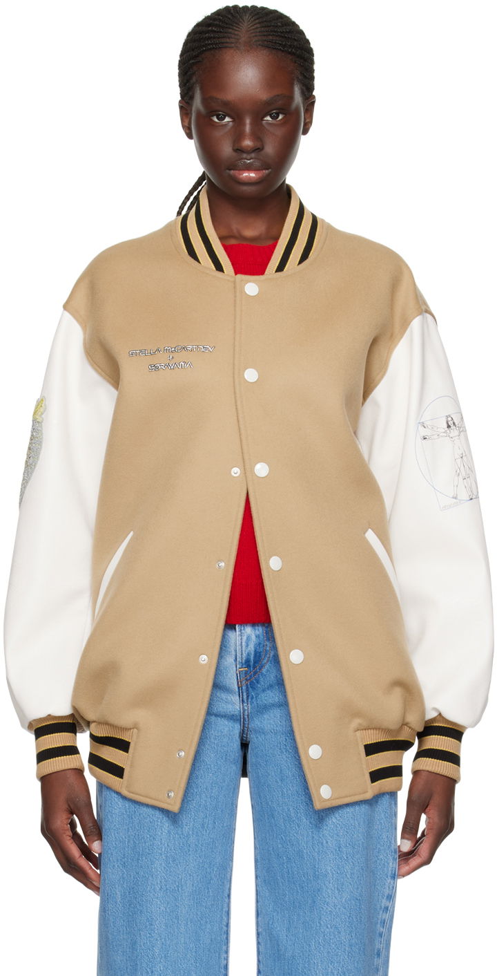 Bomber-takki Stella McCartney Stella McCartney Vitruvian Bomber Jacket Beige | 680050SPB05