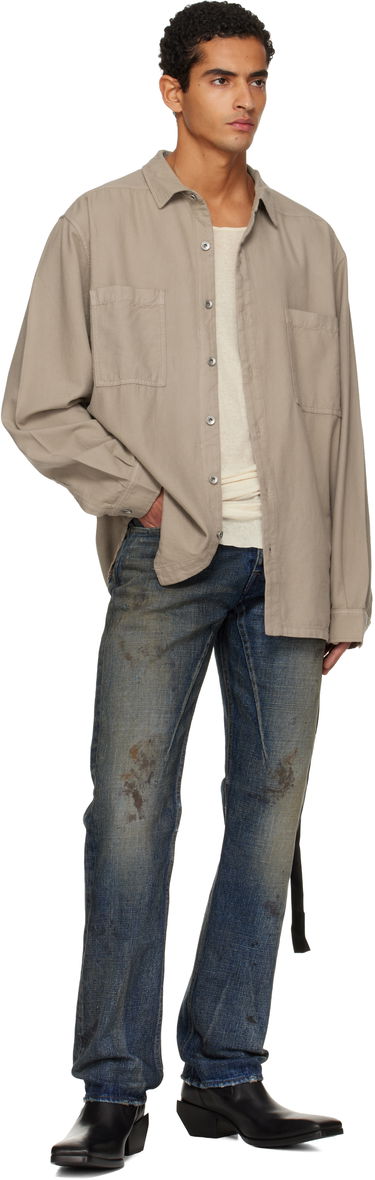 Paita Rick Owens DRKSHDW Concordians Jumbo Button-Up Shirt Beige | DU02E7299 CFL, 3