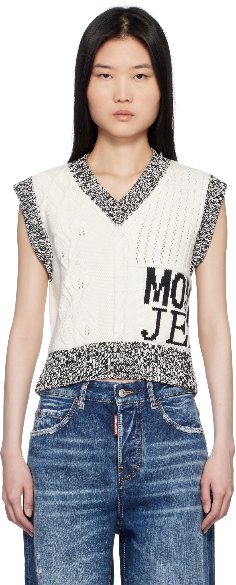 Villapaita Moschino Moschino Jeans Urban Knit Vest Valkoinen | 251K10886