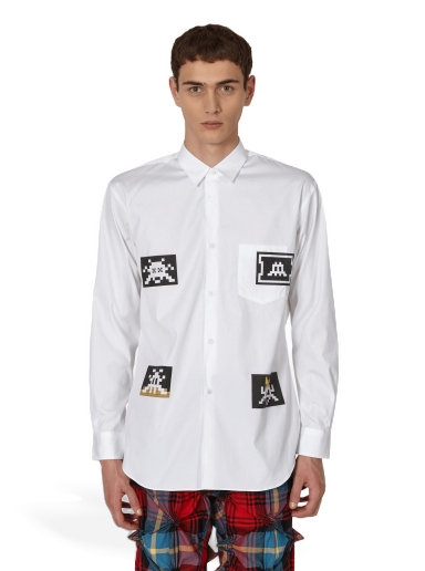 Paita Comme des Garçons Invader Poplin Shirt Valkoinen | FJ-B032-W22 1