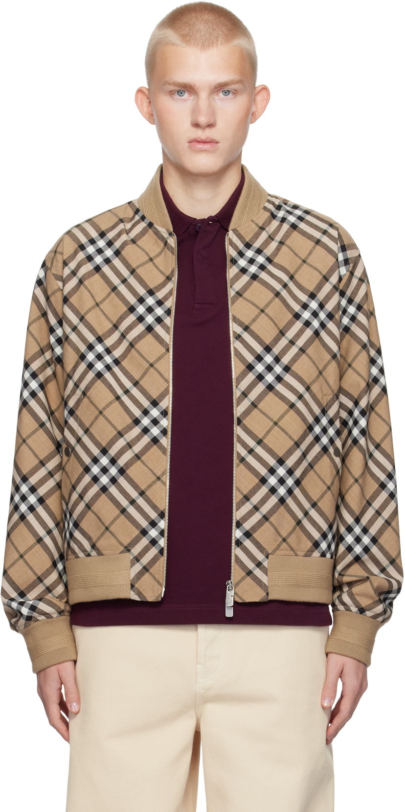 Bomber-takki Burberry Wool Blend Bomber Jacket Beige | 8092963