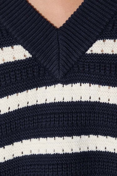 Villapaita Samsoe Samsoe Samsoe Samsoe Striped V-Neck Sweater Tummansininen | F23300195, 4