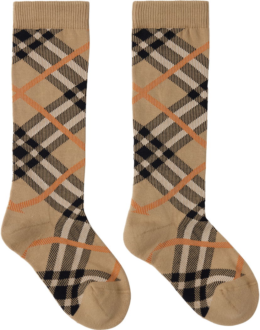 Sukat Burberry Burberry Check Cotton Blend Knee-High Socks Beige | 8108517