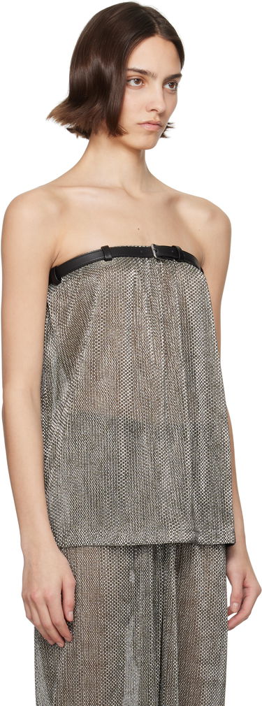 Tankkitoppi Nanushka Nanushka Gilma Metallic Knit Bandeau Top Metallinen | NW25SSTP29882, 1