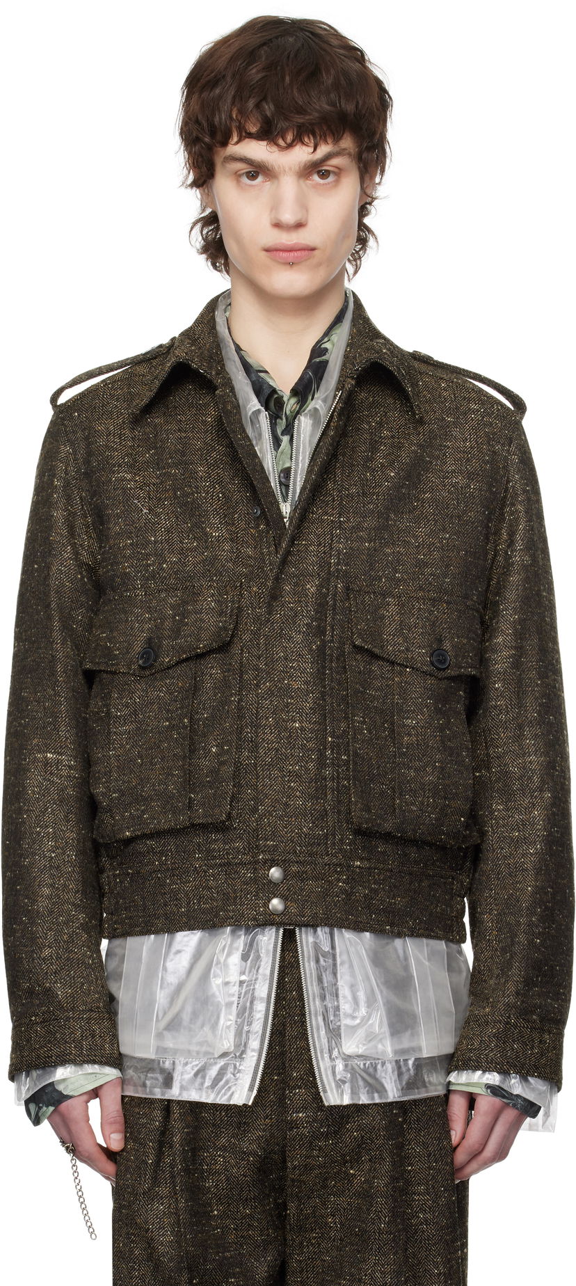 Bomber-takki Dries Van Noten Dries Van Noten Tweed Jacket Ruskea | 251-020510-1523
