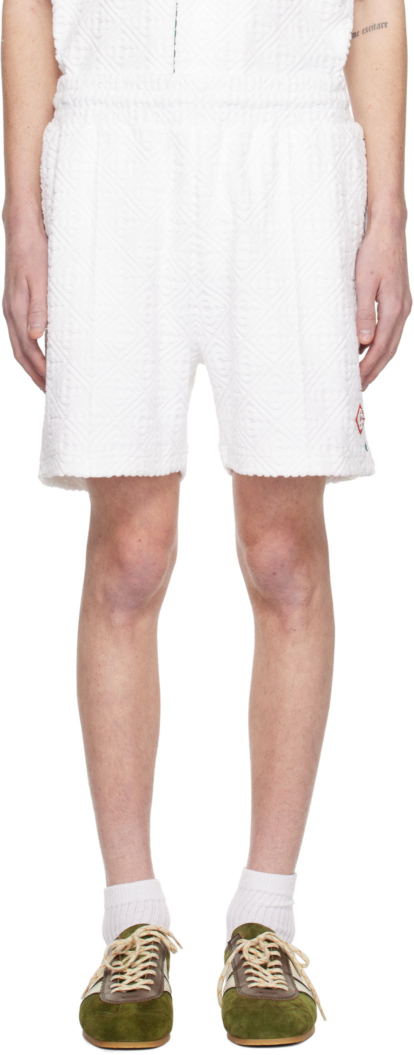 Shortsit Casablanca Monogram Towelling Shorts Valkoinen | MPS25-JTR-113-02