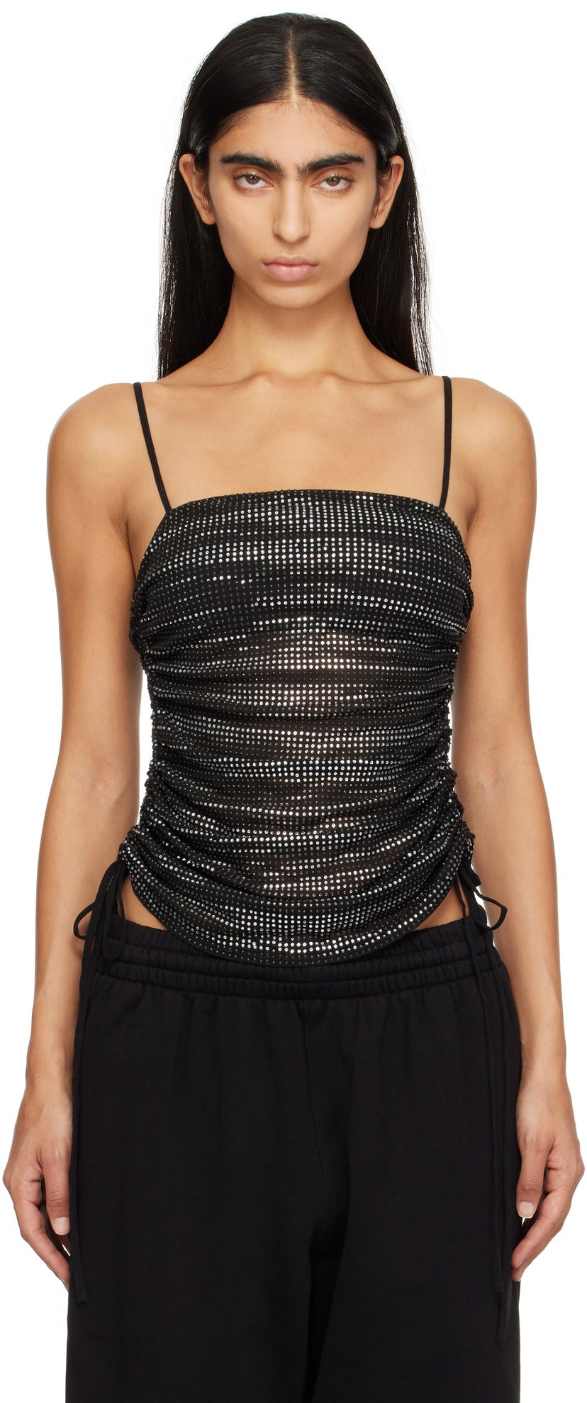 Tankkitoppi Alexander Wang Ruched Crystal Camisole Musta | 1CC3241944
