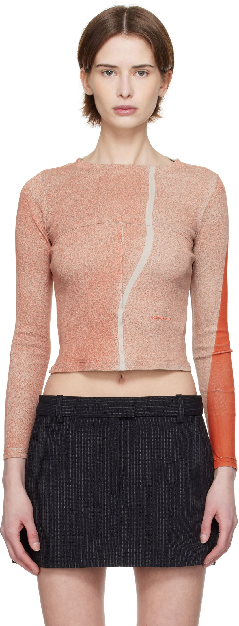 Crop top Eckhaus Latta Eckhaus Latta Lapped Baby Crewneck T-shirt Oranssi | 9100-EL-PS25-E -