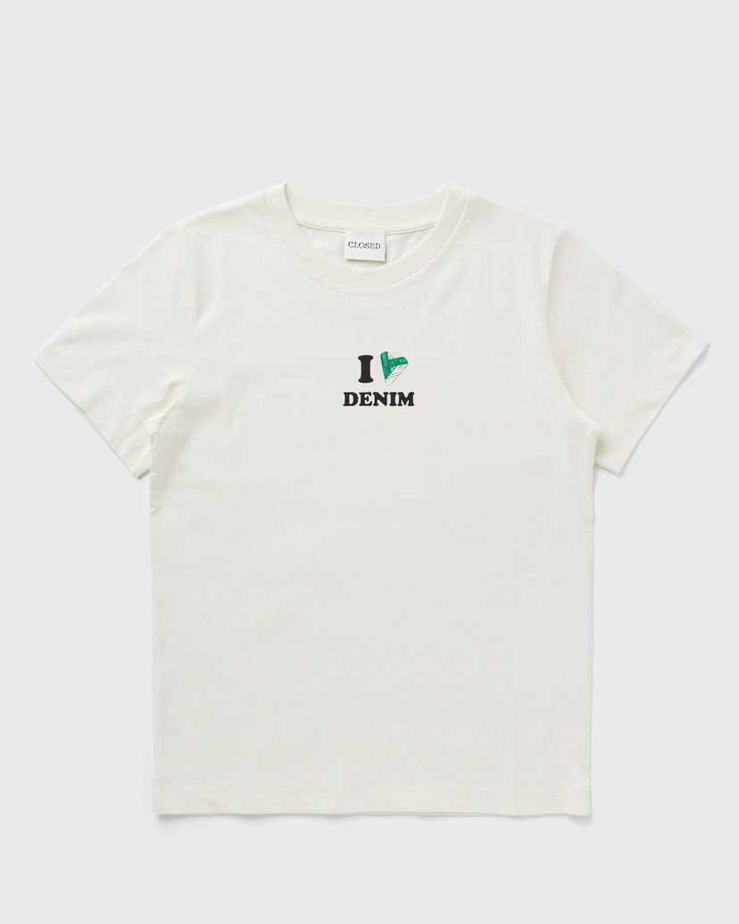 T-paita CLOSED Printed T-Shirt with Denim Graphic Valkoinen | C95621-44H-PR-218