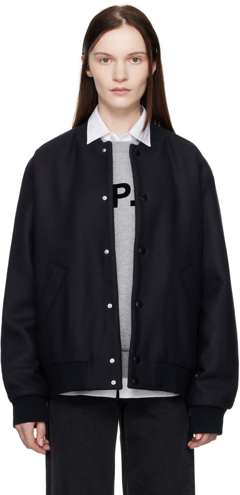 Bomber-takki A.P.C. Wool Bomber Jacket Tummansininen | WVBDE-M02974