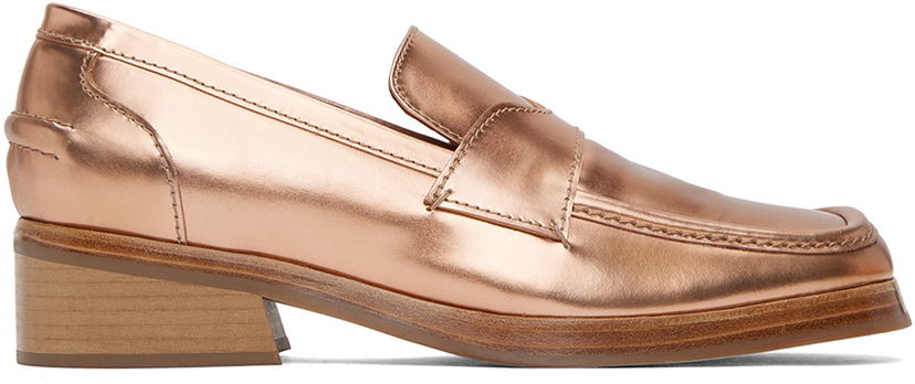 Tennarit ja kengät Eckhaus Latta Eckhaus Latta Square-Toe Penny Loafers with Block Heel Metallinen | FEKLMLTLO06V25