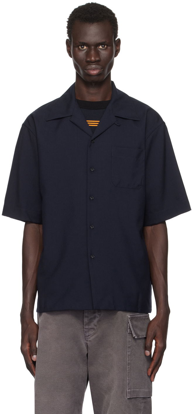 Paita Marni Tropical Wool Shirt Tummansininen | CUMU0213A5 TW839