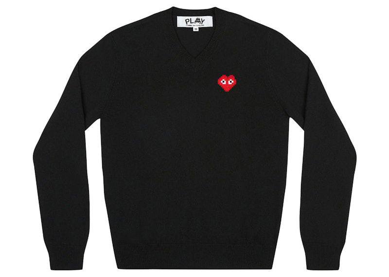 Villapaita Comme des Garçons Invader V-Neck Sweater Musta | AZ-N081-051