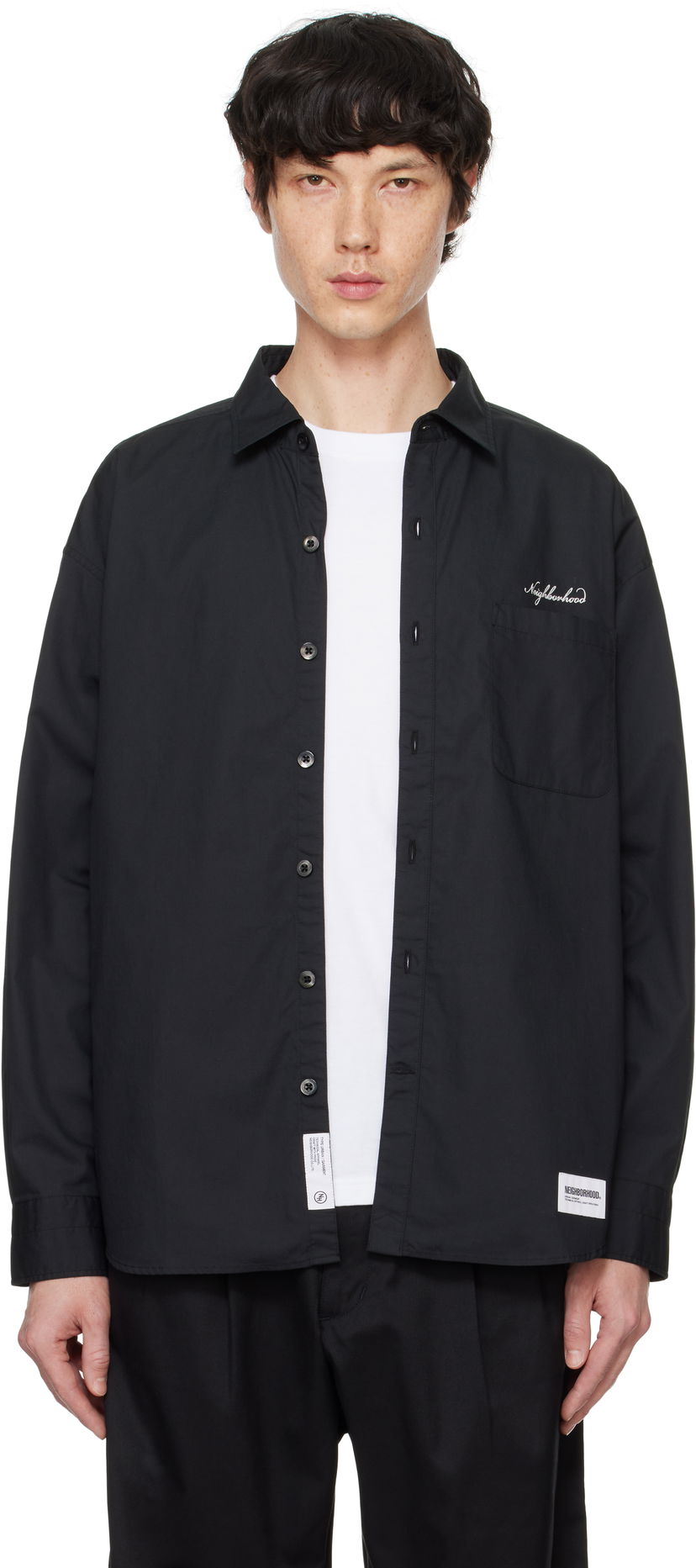 Paita Neighborhood Shirt Long Sleeve Musta | 242SPNH-SHM01