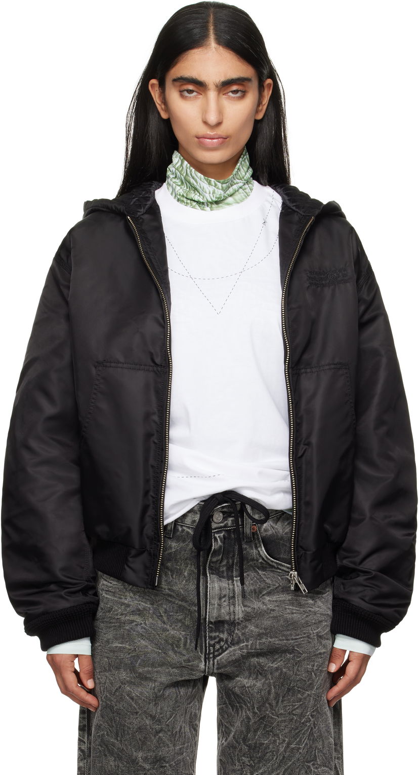 Bomber-takki Maison Margiela MM6 Maison Margiela Sport Bomber Jacket Musta | S62AN0128 S53984