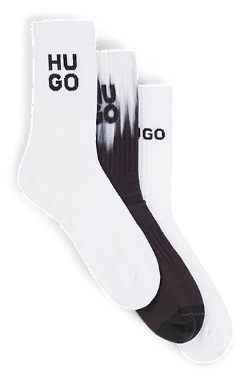 Sukat BOSS HUGO Three-Pack Short Socks with Logo Musta | 50531488, 0