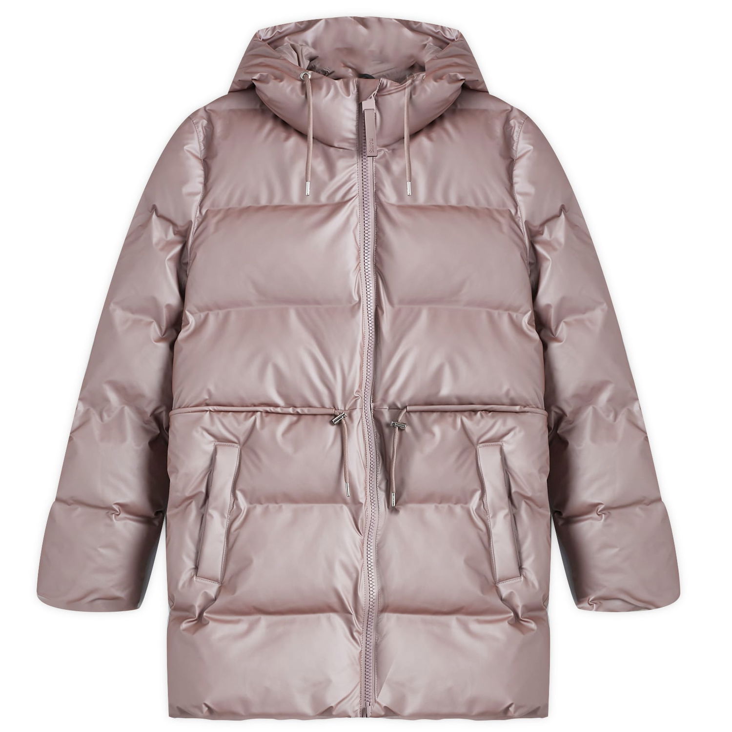 Puffer takki Rains Women's Long String Puffer Jacket Vaaleanpunainen | 15160-37, 0