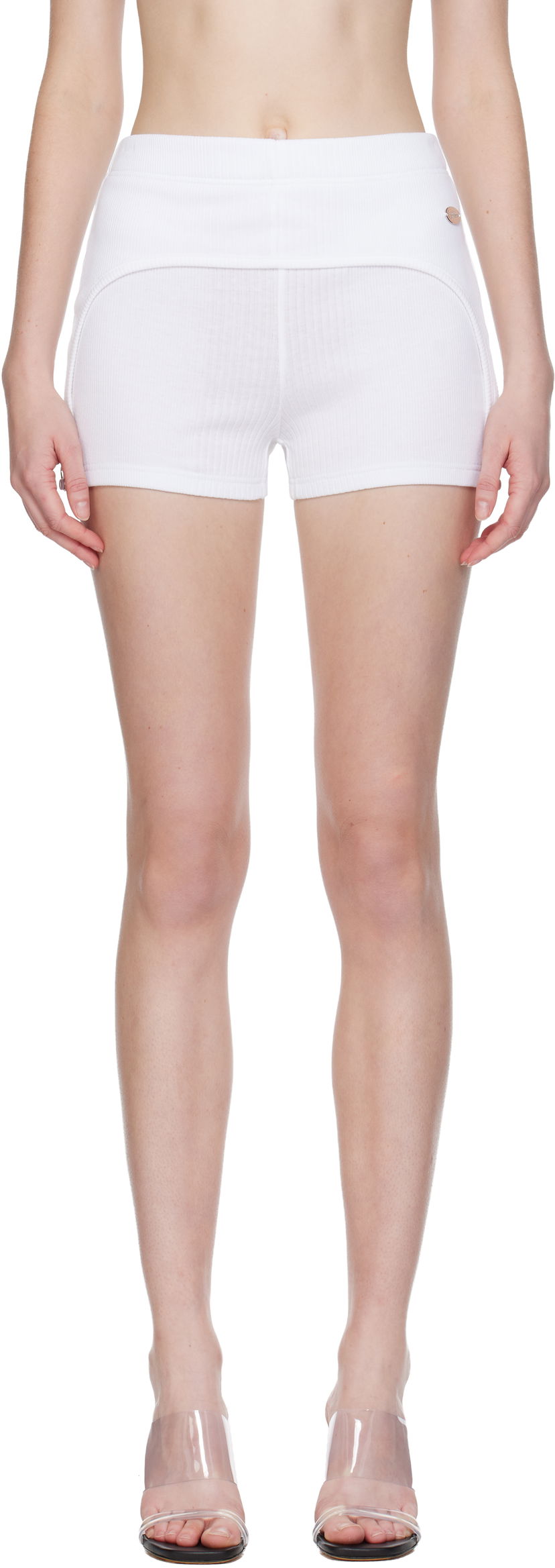 Shortsit Jean Paul Gaultier 'The Garter' Ribbed Knit Mini Shorts Valkoinen | 25/04-W-TR038-J014-01