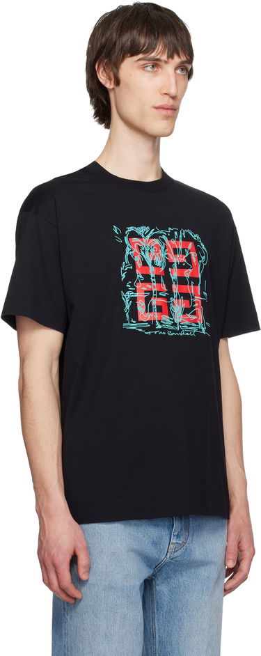 T-paita Givenchy Givenchy 4G Sketch Print Regular Fit T-Shirt Musta | BM71MG3YQD001, 1