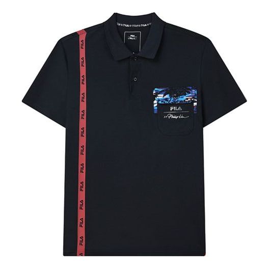Poolopaita FILA 3.1 Phillip Lim Crossover Print Short Sleeve Polo Musta | F11M126104F-NV, 0