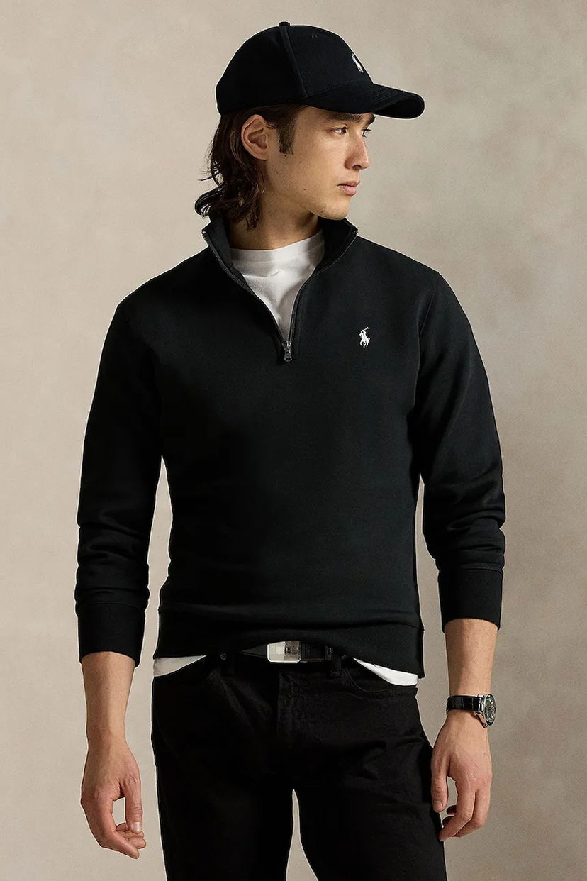 Villapaita Polo by Ralph Lauren Polo Ralph Lauren Quarter-Zip Sweatshirt Musta | 710P06234