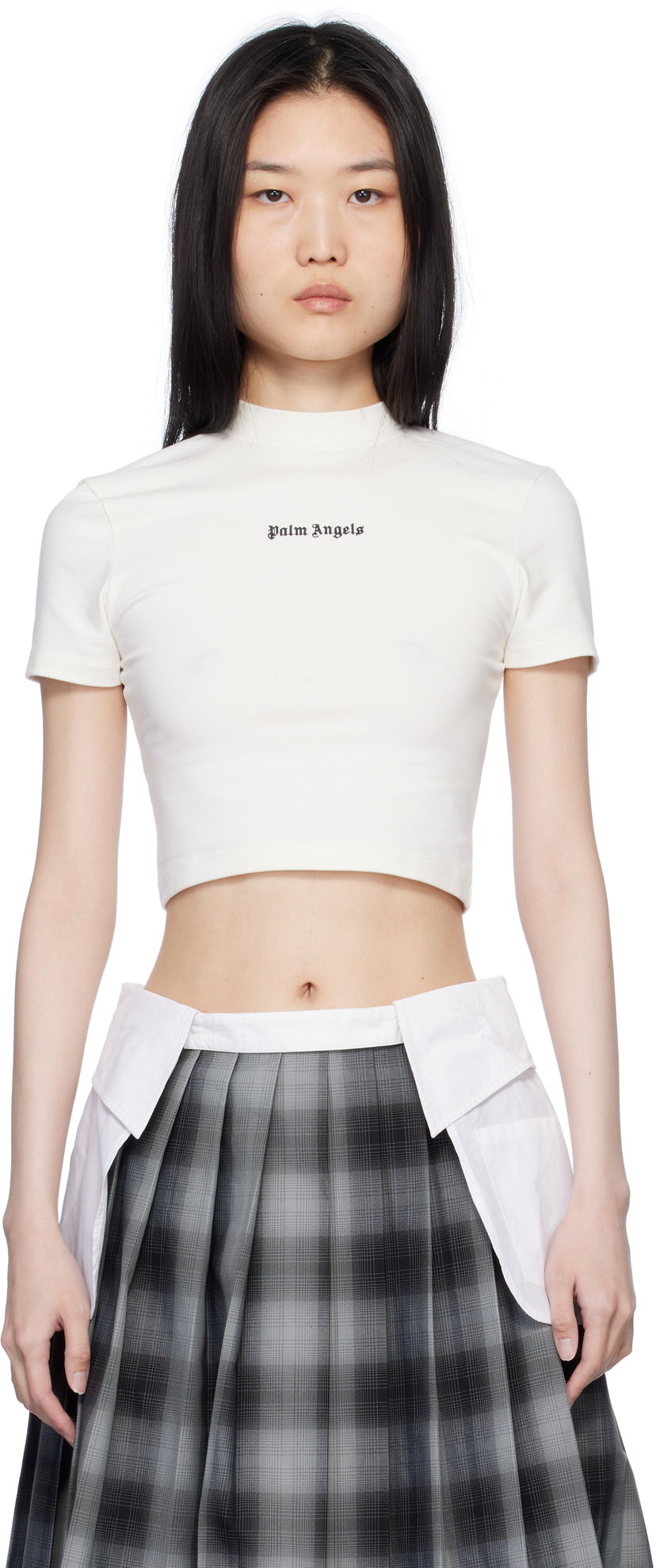 Crop top Palm Angels Classic Logo Crop T-Shirt Valkoinen | PWAA074C99JER0010310