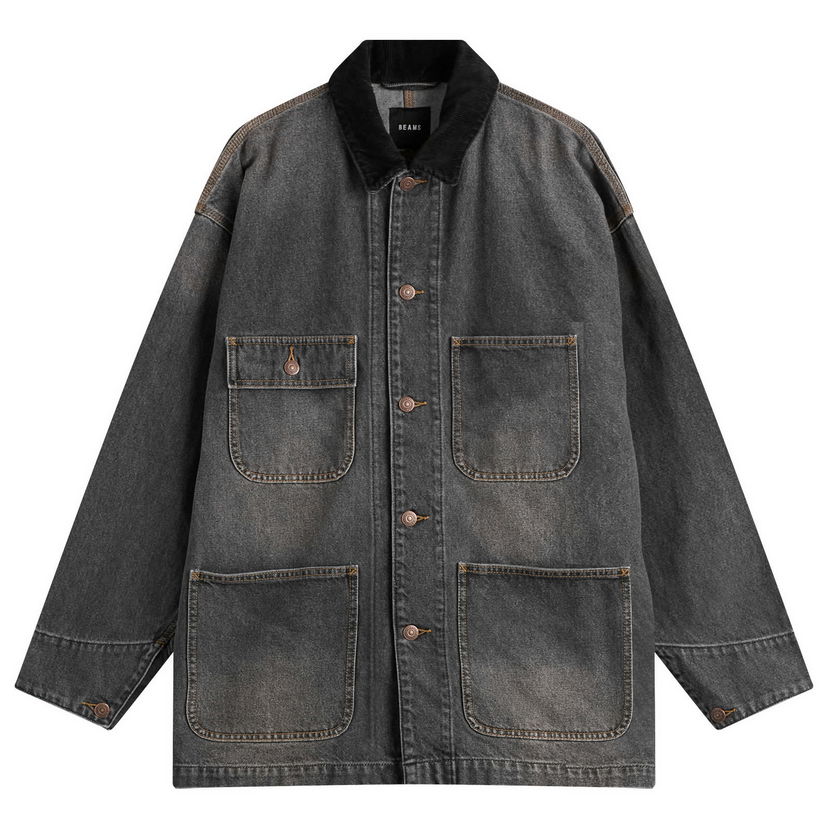 Takki BEAMS Loose Coverall Denim Jacket, Size Small Harmaa | 1118-3309-791-19