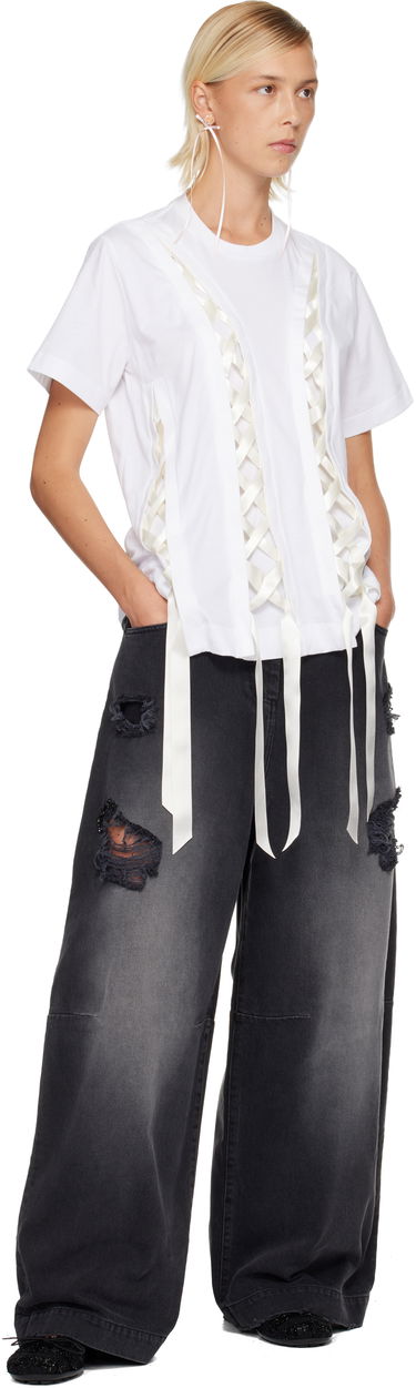 T-paita Simone Rocha Simone Rocha Unraveling Ribbon T-shirt Valkoinen | 5368 0553, 3
