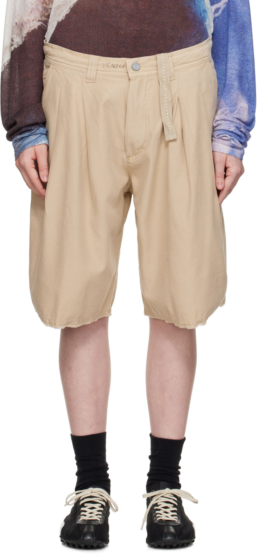 Shortsit ERL ERL Distressed Chino Shorts Beige | ERL10P009