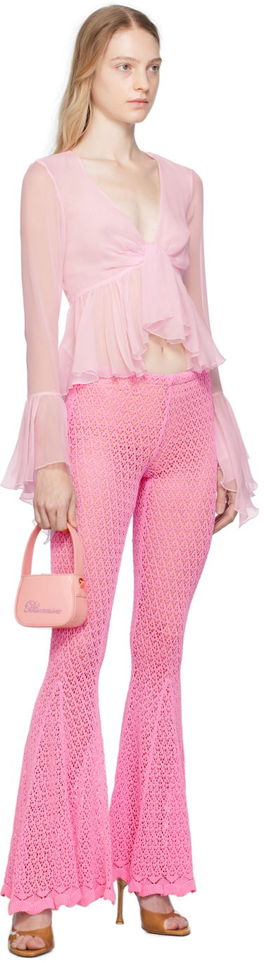 Paita Blumarine Blumarine Ruffled Tie-Front Blouse Vaaleanpunainen | P344C005A, 3