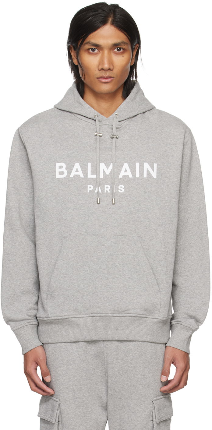 Huppari Balmain Printed Hoodie Harmaa | CH1JR002BB65