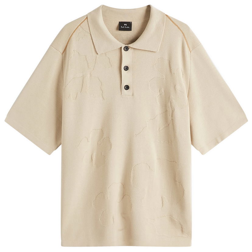 Poolopaita Paul Smith Paul Smith Flower Knit Polo Shirt, Size Large Beige | M2R-330Z-P22367-03