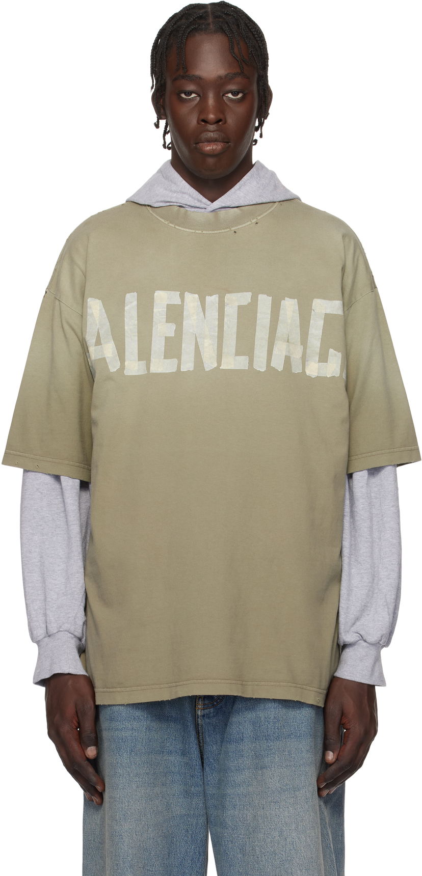 T-paita Balenciaga New Tape Type Medium Fit T-Shirt Vihreä | 739784TOVA9