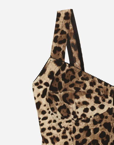 Tankkitoppi Dolce & Gabbana Dolce & Gabbana Leopard Charmeuse Bustier Top Ruskea | F7W98TGDCLPHY13M, 2